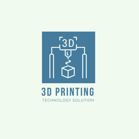 Platilla de diseño 3d printing Technology Solution Logo