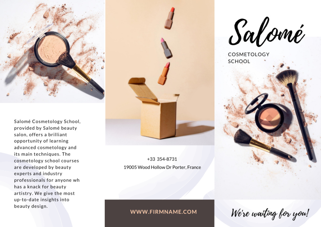 Plantilla de diseño de Cosmetology School promotion Brochure 