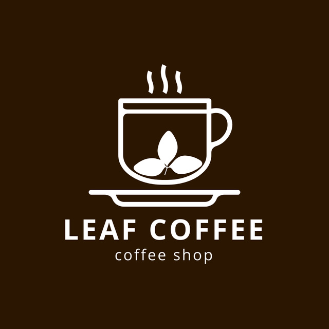 Image of Coffee Shop Emblem with Cup in Brown Logo Design Template