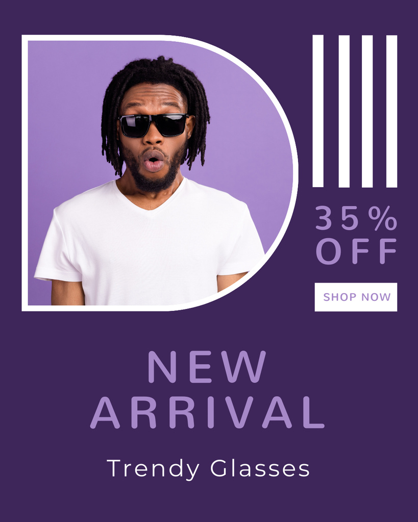 Fashion Ad with Guy in Stylish Sunglasses Instagram Post Vertical Design Template