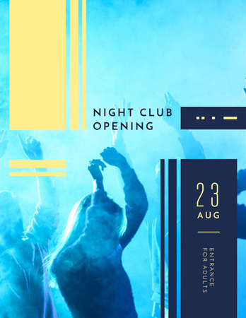 Night Party Invitation Crowd in the Club Flyer 8.5x11in Design Template