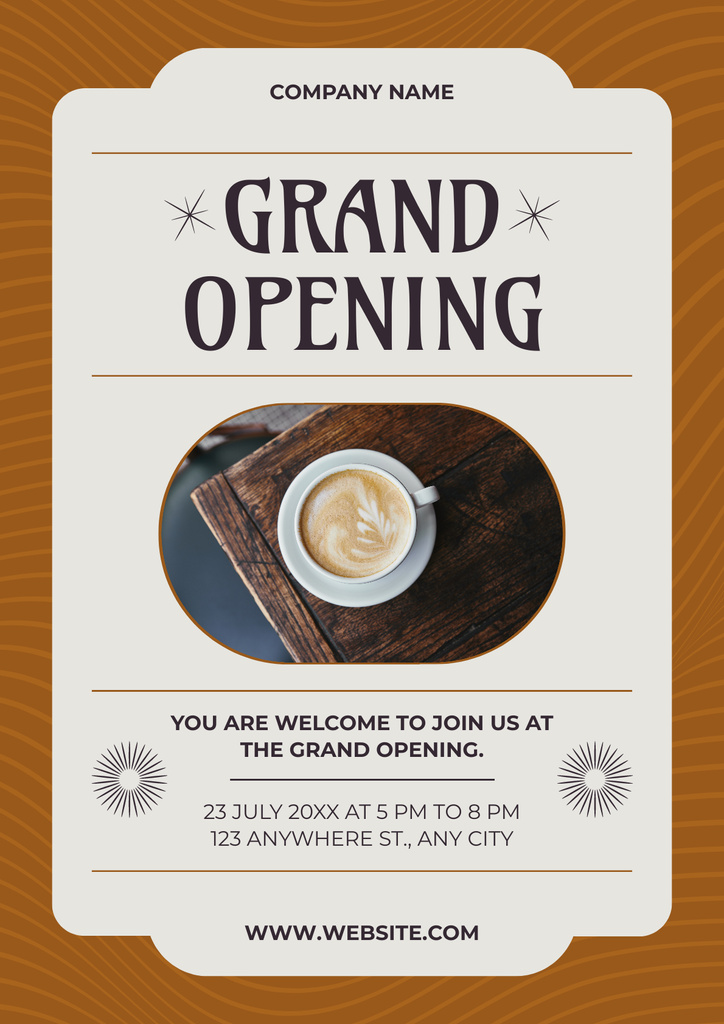 Ontwerpsjabloon van Poster van Grand Opening of Coffee Shop