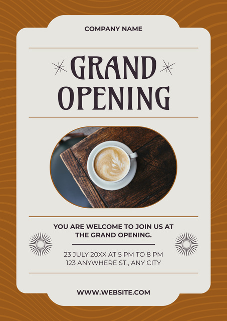 Grand Opening of Coffee Shop Poster Πρότυπο σχεδίασης
