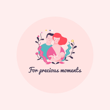 妊娠良いしっかりと素敵なカップルが幼児を抱いて Animated Logoデザインテンプレート