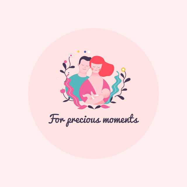 Pregnancy Good Firm And Lovely Couple Holding Infant Animated Logo Šablona návrhu