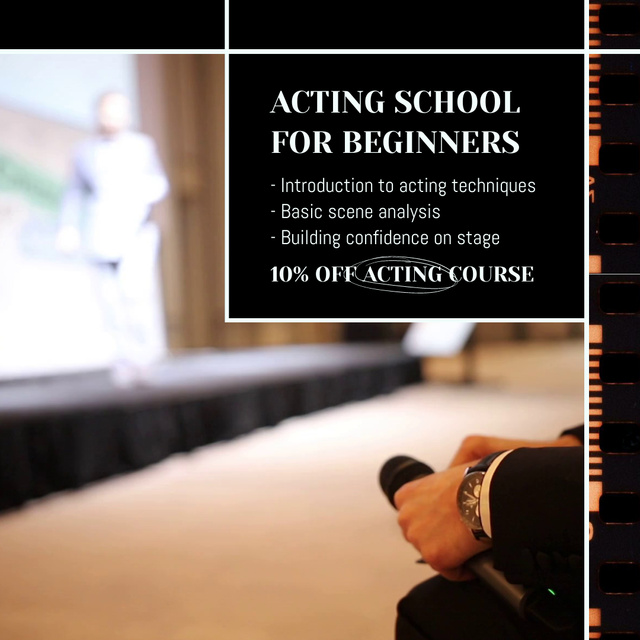 Beginner Level Acting School Course At Discounted Rates Animated Post Design Template