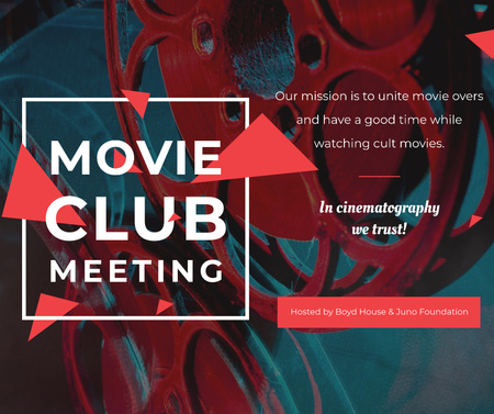 Movie Club Meeting Vintage Projector Facebook Modelo de Design