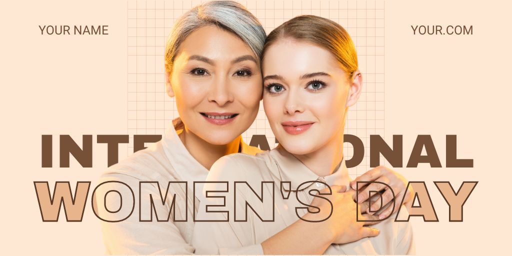 International Women's Day with Attractive Multiracial Women Twitterデザインテンプレート