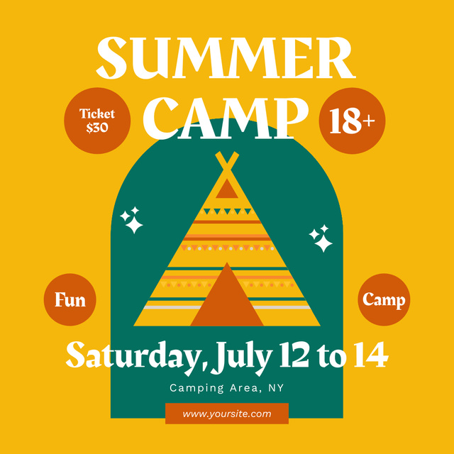 Full Of Fun Summer Camp With Tent Instagram Design Template