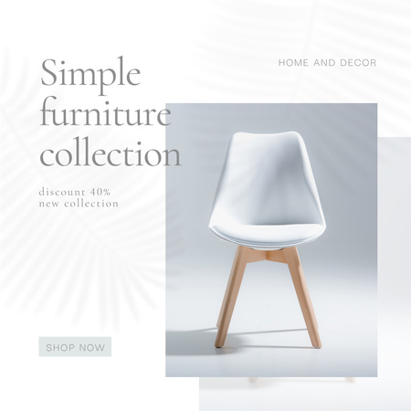 Designvorlage möbel-angebot mit stilvollem weißen stuhl für Instagram