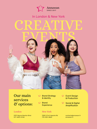 Designvorlage Einladung zu einer kreativen Veranstaltung mit gemischtrassigen Frauen für Poster US