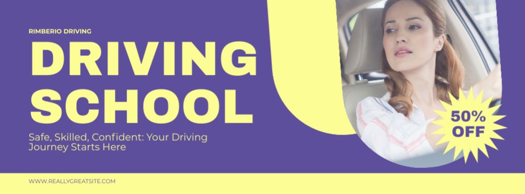 Ontwerpsjabloon van Facebook cover van Accredited Driving School Trainings With Discount Offer