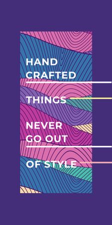 Handcrafted things Quote on Waves in purple Graphic Design Template
