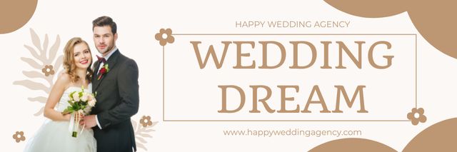 Young Newlyweds Offer Wedding Agency Services Email header Modelo de Design