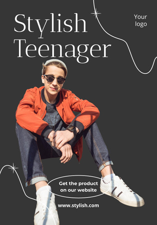 Stylish Teenager Clothes Poster 28x40in Šablona návrhu