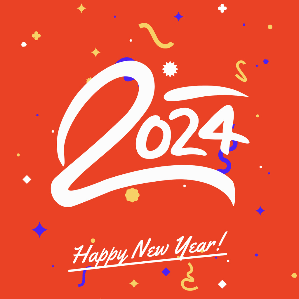 New Year Greeting with Festive Illustration Instagramデザインテンプレート