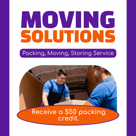 Ad of Moving Solutions with Offer of Packing Credit Instagram AD Design Template