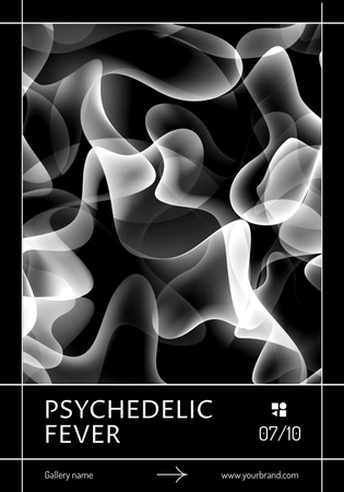 Plantilla de diseño de Anuncio de exposición psicodélico con patrón abstracto creativo Poster 28x40in 