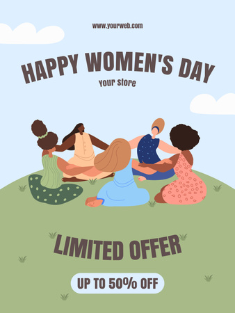 Women resting on International Women's Day Poster US Design Template