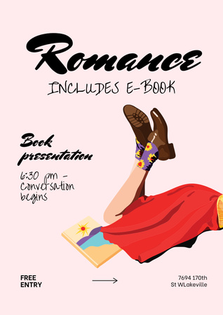 Romantikus könyvbemutató hirdetmény Poster tervezősablon