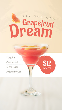 Modèle de visuel Délicieux cocktails au pamplemousse dans l'offre du bar - Instagram Video Story