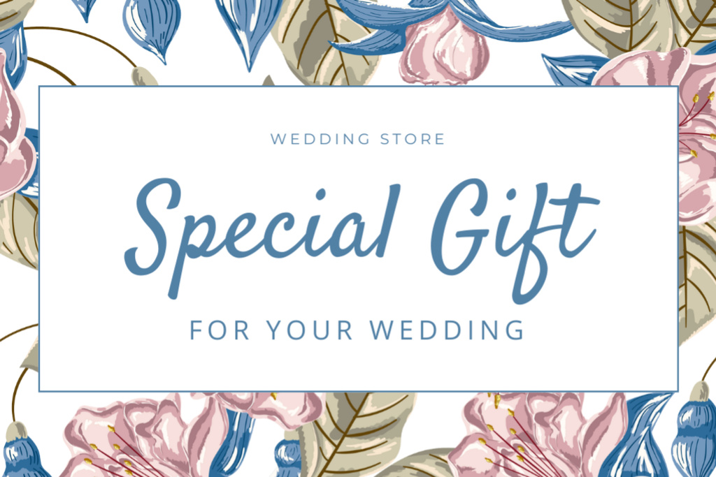 Wedding Store Ad with Floral Pattern Gift Certificate Design Template