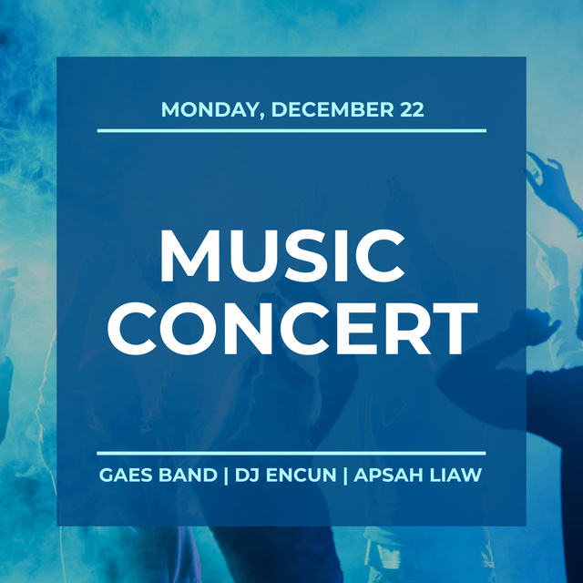 Harmonious Music Concert Announcement With Band In Blue Instagram Modelo de Design