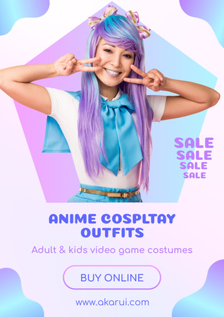 Designvorlage mädchen im anime-cosplay-outfit für Poster