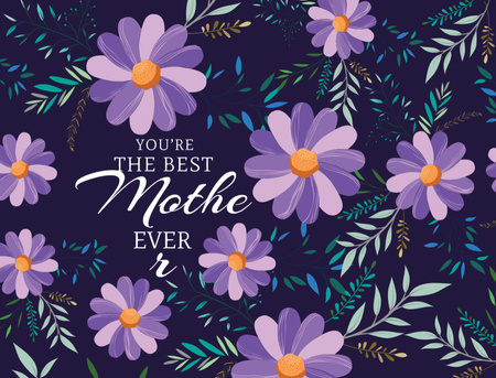Designvorlage Happy Mother's Day Holiday With Purple Flowers für Postcard 4.2x5.5in