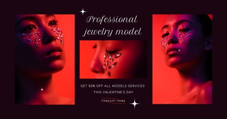 Offer Discounts on Professional Jewelery Model Services for Valentine's Day Facebook AD tervezősablon