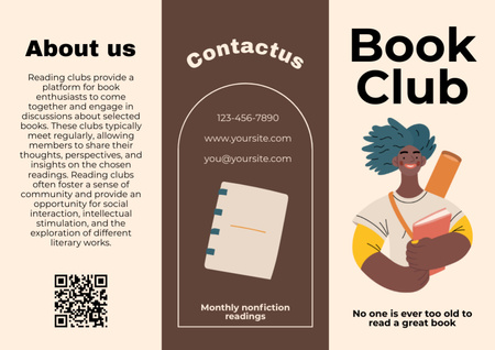 Book Club Information Ad on Beige Brochureデザインテンプレート