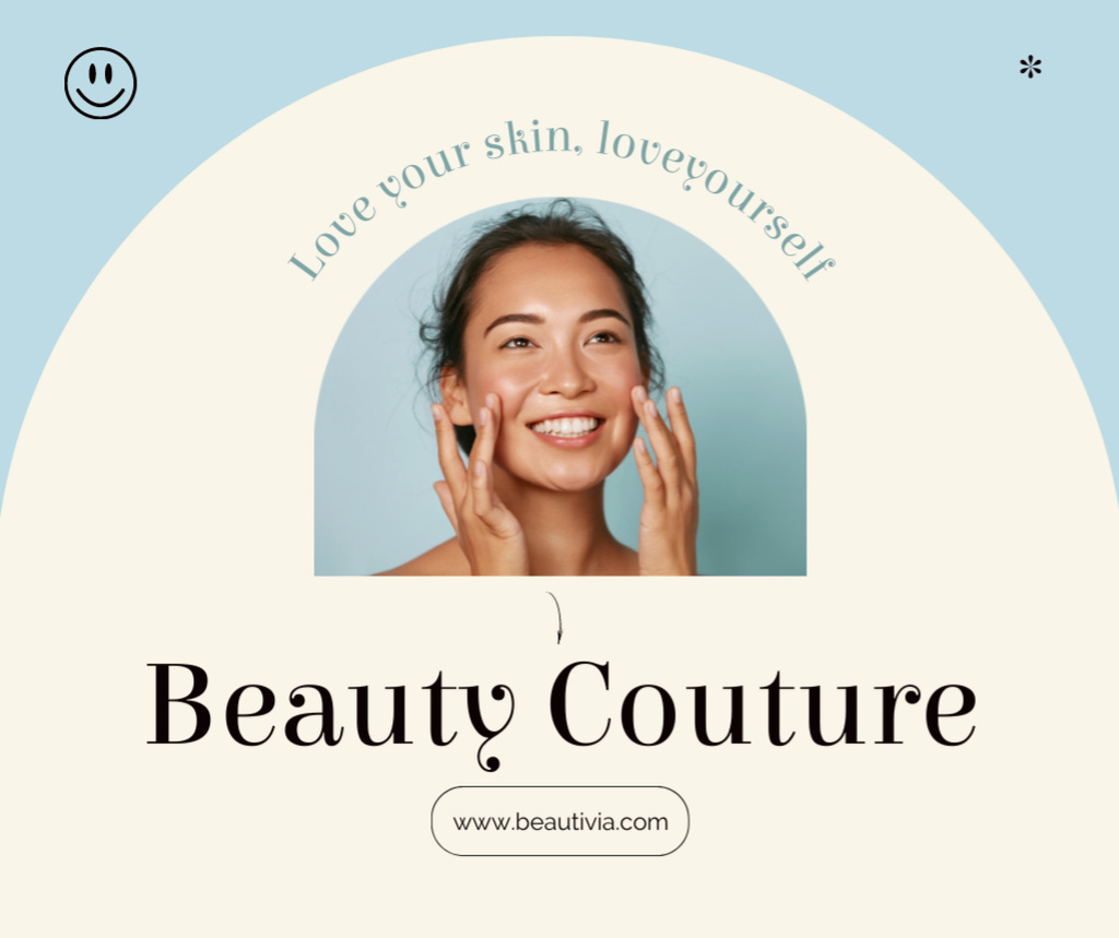 Beauty Services Offer with Attractive Young Girl Facebook Design Template