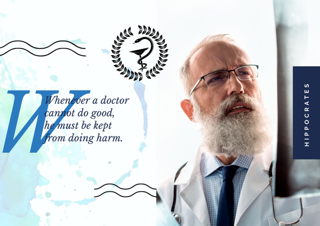 Confident Doctor With Stethoscope And Quote Postcard A5 Design Template