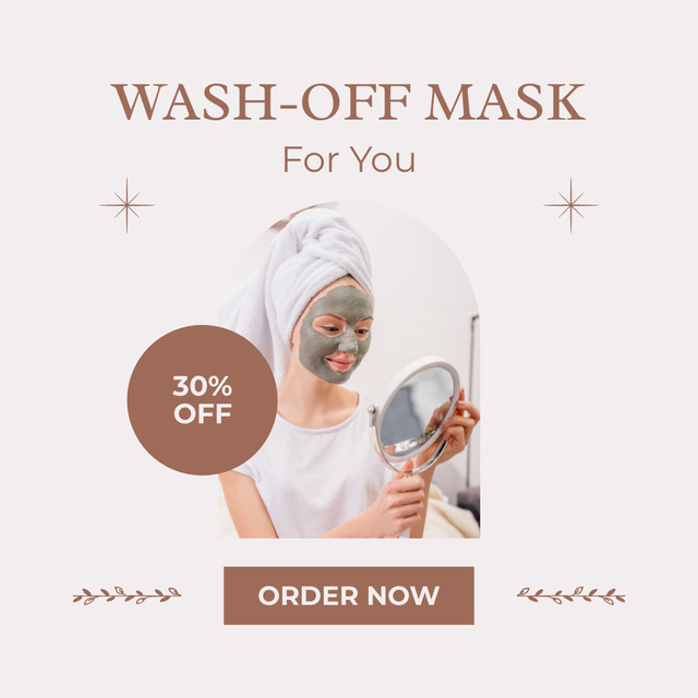 Wash Off Face Mask Grey and Brown Instagram Tasarım Şablonu