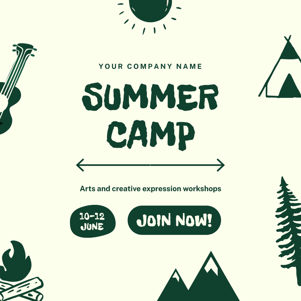 Summer Camp With Workshops Offer Instagram tervezősablon