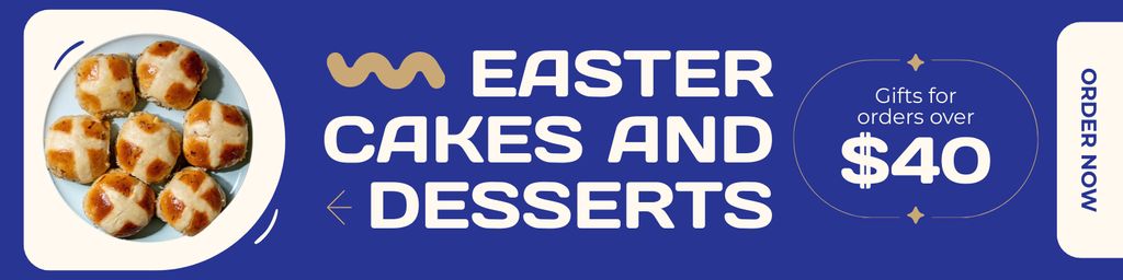 Easter Sweet Cakes and Desserts Offer with Cookies Twitter Design Template