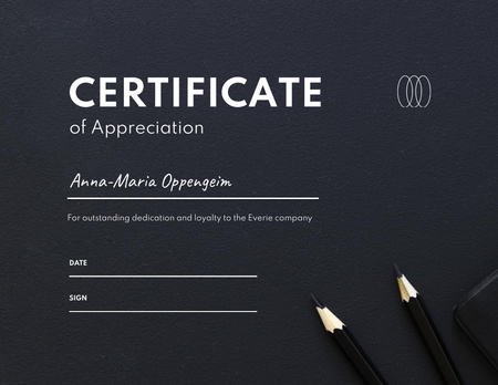 Business Achievement Award with Pencils Certificate Design Template