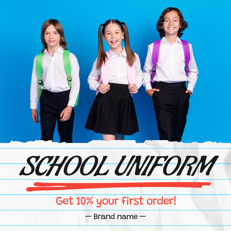 Anúncio de venda de volta às aulas para uniforme com taxas de desconto Instagram AD Modelo de Design
