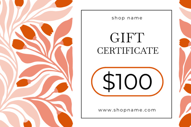 Special Offer on Bright Red Tulips Pattern Gift Certificate Design Template