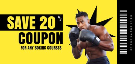 Boxing Courses Promotion in Yellow Coupon Din Large Design Template