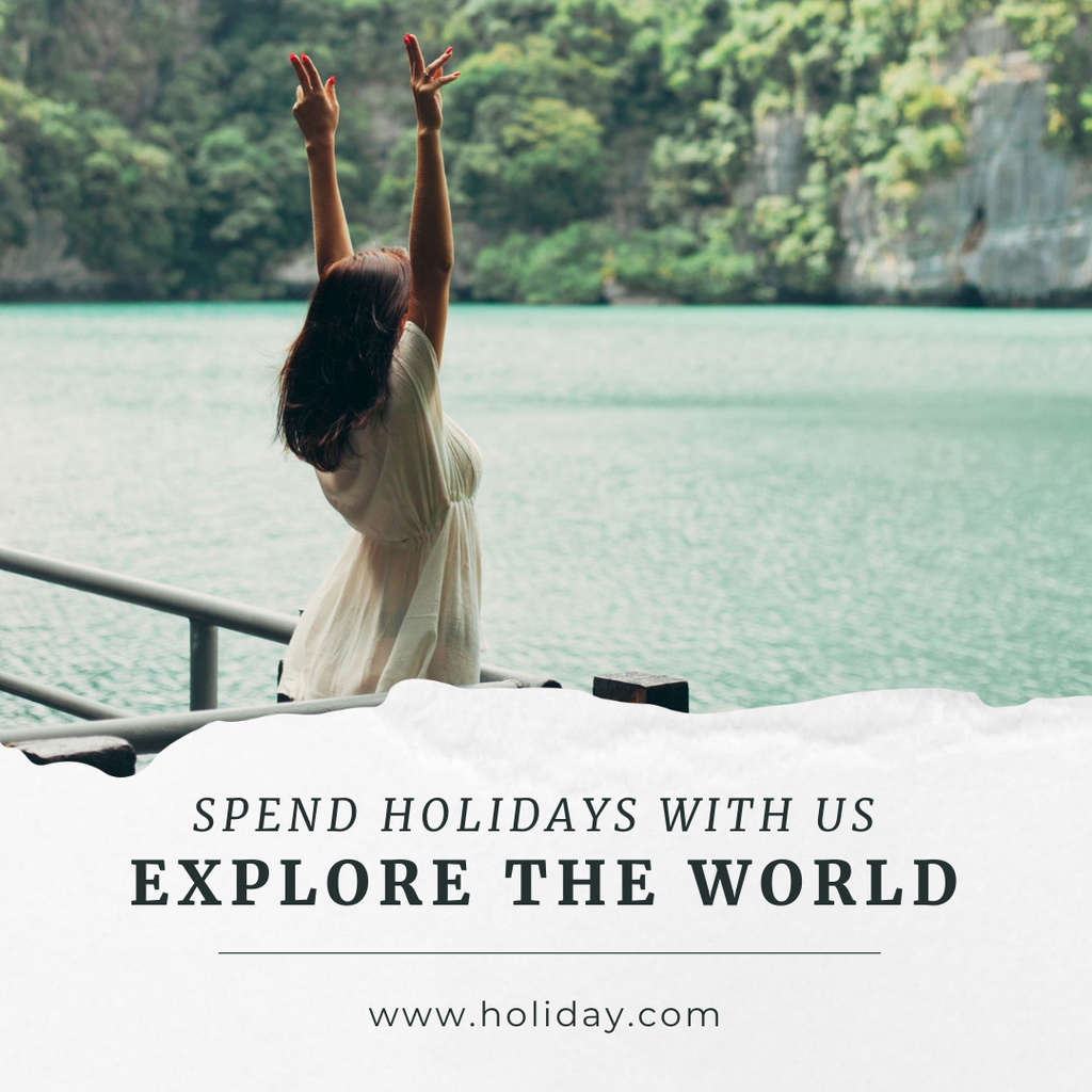 Travel Woman Enjoying Nature Instagram – шаблон для дизайну