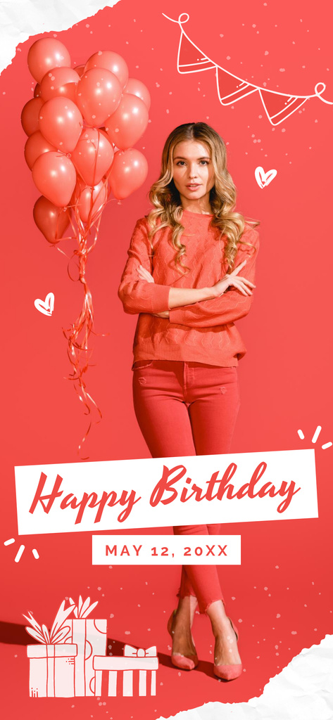 Template di design B-Day Greeting on Red Snapchat Moment Filter