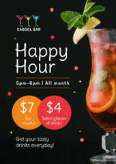 Ad of Happy Hours in Bar on Black