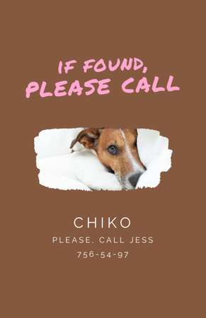 Lost Dog Announcement on Brown Flyer 5.5x8.5in Design Template