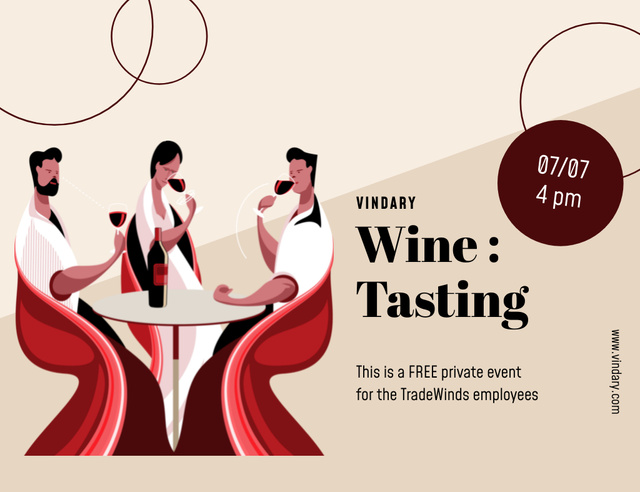 Wine Tasting Event Announcement With Illustration Invitation 13.9x10.7cm Horizontal – шаблон для дизайну