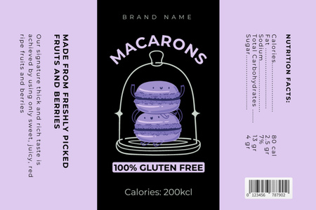 Gluten-Free Macarons Cookies Label Design Template