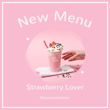 Strawberry Ice Cream Ad Instagram Design Template
