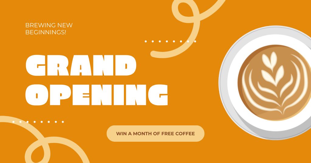 Cafe Grand Opening With Prizes And Coffee Facebook AD Design Template
