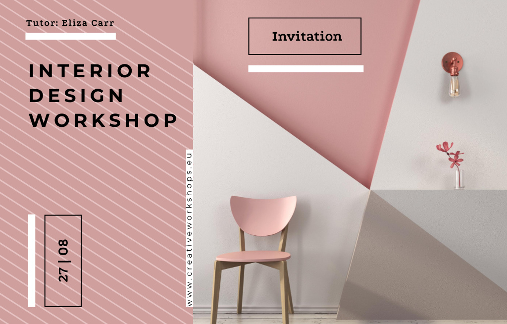 Designvorlage Design Workshop With Geometric Pattern für Invitation 4.6x7.2in Horizontal