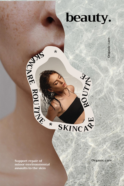 Skincare Ad with Tender Young Woman Pinterest tervezősablon